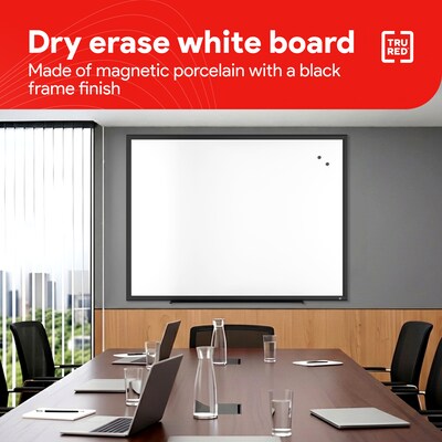 TRU RED™ Magnetic Porcelain Dry Erase Board, Black Frame, 4' x 3' (TR61189)