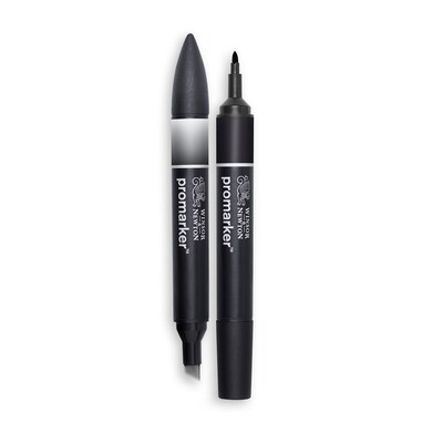 Winsor & Newton Promarker Dual-Tip Alcohol Based Marker, Black + Blender, 2/Pack (WNX0290148)