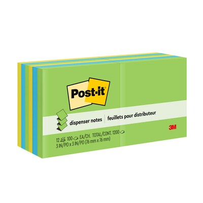 Post-it Pop-up Notes, 3" x 3", Floral Fantasy Collection, 100 Sheets/Pad, 12 Pads/Pack (R330-12AU)