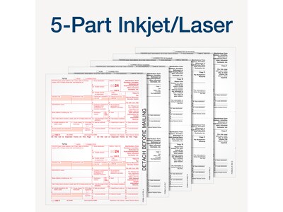 Adams 2024 1099-R Tax Form with Access to Adams Tax Forms Helper, 5-Part, 2-Up, Copy A, 1, B, 2, 10/Pack (STAX5R-24)