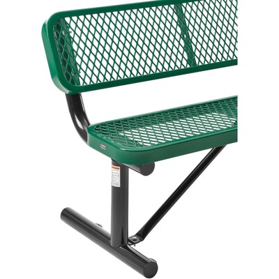 Global Industrial 4' Outdoor Steel Bench w/ Backrest, Expanded Metal, Green (695743GN)
