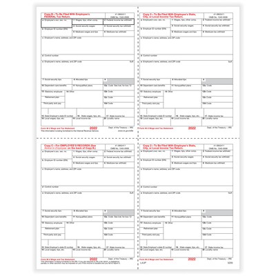 ComplyRight W-2 4-Up Employee Copies B, C, 2, and 2 Tax Form, 50/Pack (520550)