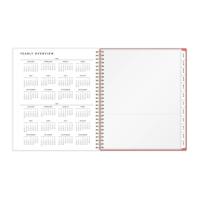 2026 Blue Sky Bespoke Letterpress Pomegranate Blush 8" x 10" Calendar Year Monthly Planner, Faux Leather Cover (156221)