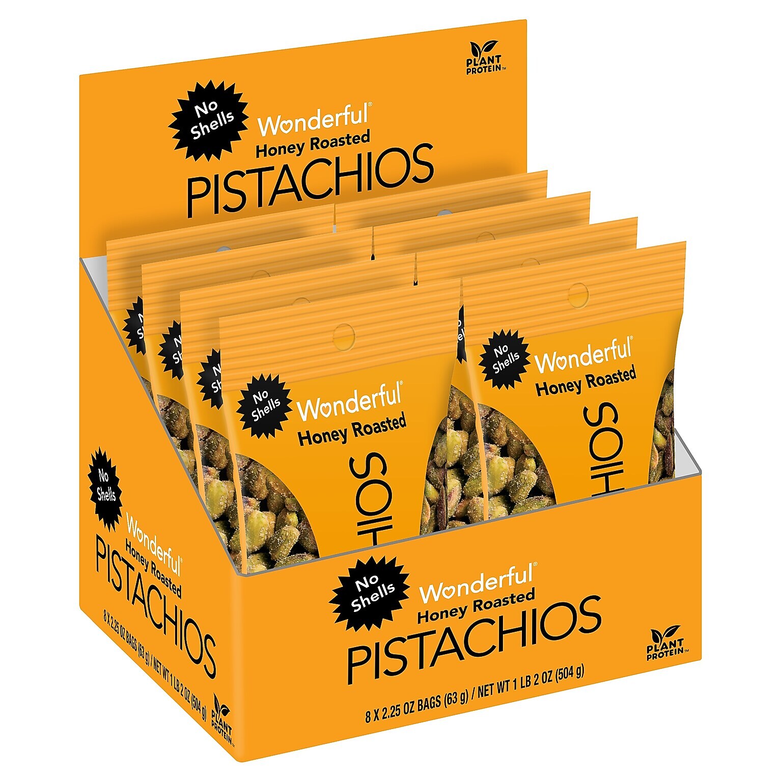Wonderful No Shells Honey Roasted Pistachios, 8/Box (HR0146A25M1)