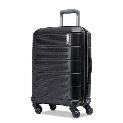American Tourister Stratum 2.0 22 Hardside Carry-On Suitcase, 4-Wheeled Spinner, Jet Black  (142348