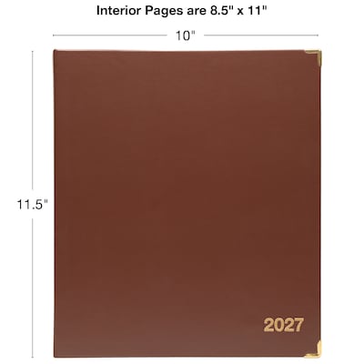 2027 Excello Brands 10" x 11.5" Monthly Standard Planner, Faux Leather Cover, Brown (CM-CY27-8511-BN)