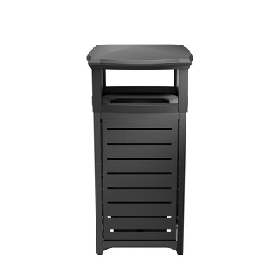 Suncast Commercial Metal Outdoor Trash Can with 2-Way Lid, 30 Gallon, Black (MTCSQ300)