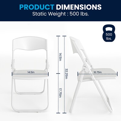 Flash Furniture  Hercules Series 880lb Capacity Heavy-Duty Plastic Folding Chair, White (RUTIWHT)