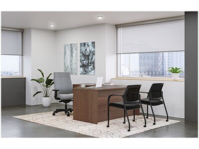 HON Mod 60"W L-Shaped Double-Pedestal Desk, Sepia Walnut (HLPL6072LDESK2BBFSE1)