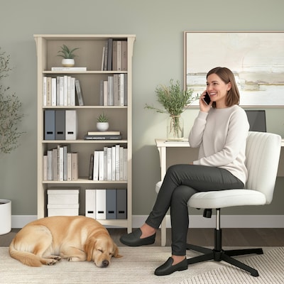 Bush Home Salinas Tall 5 Shelf Bookcase, Antique White (SAB132AW-03)