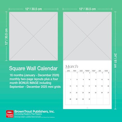 2026 BrownTrout Cavalier King Charles Spaniel Puppies 12" x 12" Monthly Wall Calendar (9798330702817)