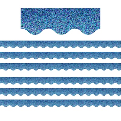 Teacher Created Resources Blue Sparkle Scalloped Border Trim, 35 ft., Blue, 6 Packs/Bundle (TCR8794-6)