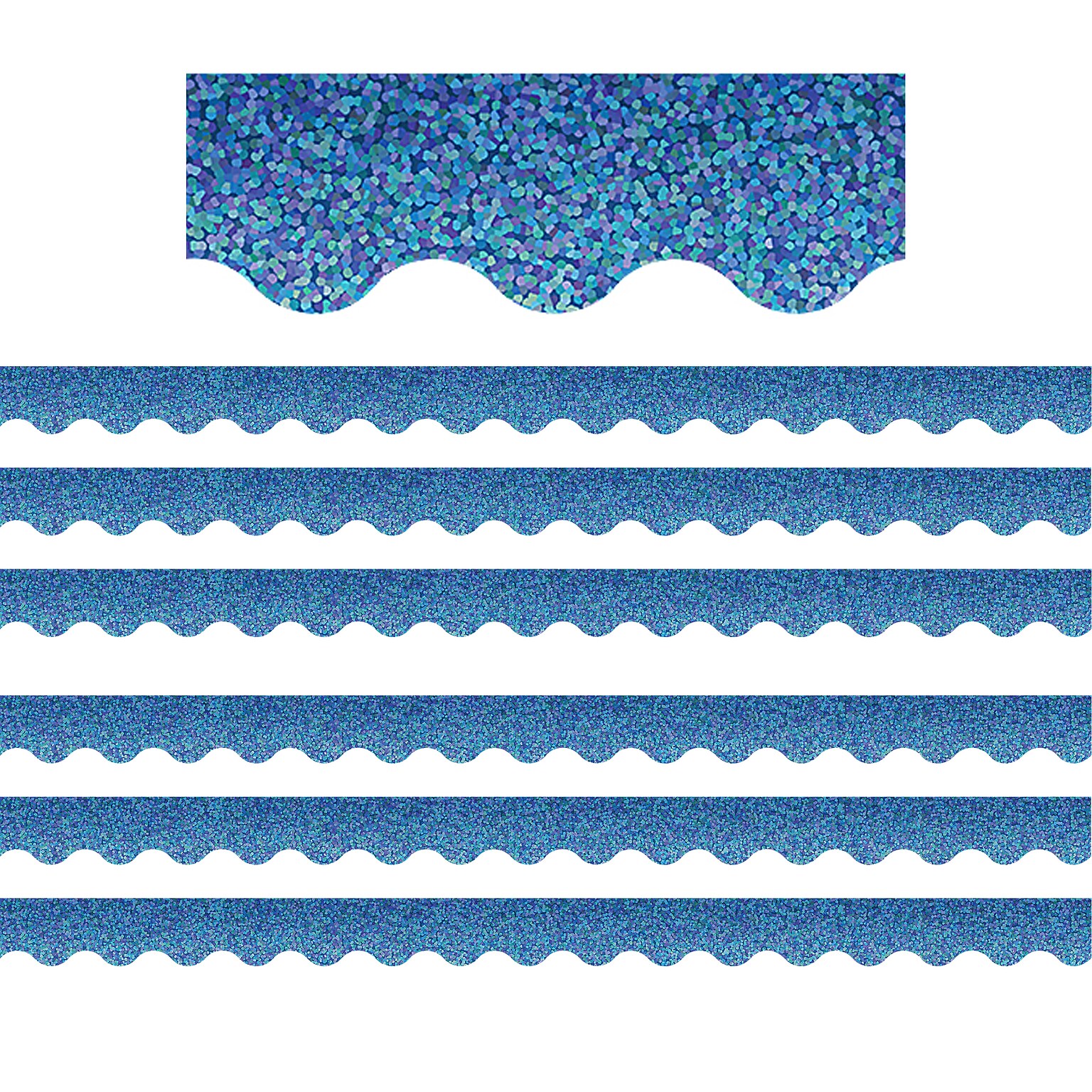 Teacher Created Resources Blue Sparkle Scalloped Border Trim, 35 ft., Blue, 6 Packs/Bundle (TCR8794-6)