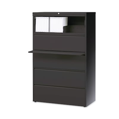 Hirsh Industries® Lateral File Cabinet, 5 Letter/Legal/A4-Size File Drawers, Charcoal, 36 x 18.62 x