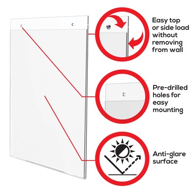 Deflect-O Document Holder, 8.5" x 11", Vertical, Wall Mounted, Clear Acrylic (878201)