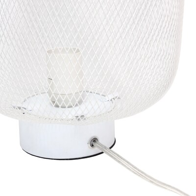 Simple Designs White Metal Mesh Industrial Table Lamp (LT1072-WHT)