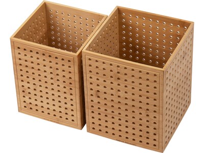 Mind Reader Lattice Bamboo Wastepaper Basket Set, 1.9 and 2.6 Gallon, Brown (2LATGARB-BRN)