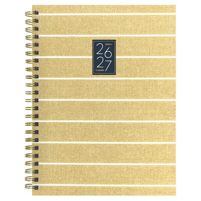 2026-2027 TF Publishing Yellow Linen 6.5 x 8 Academic & Calendar Weekly & Monthly Planner, Gold/White (AY27-9208)