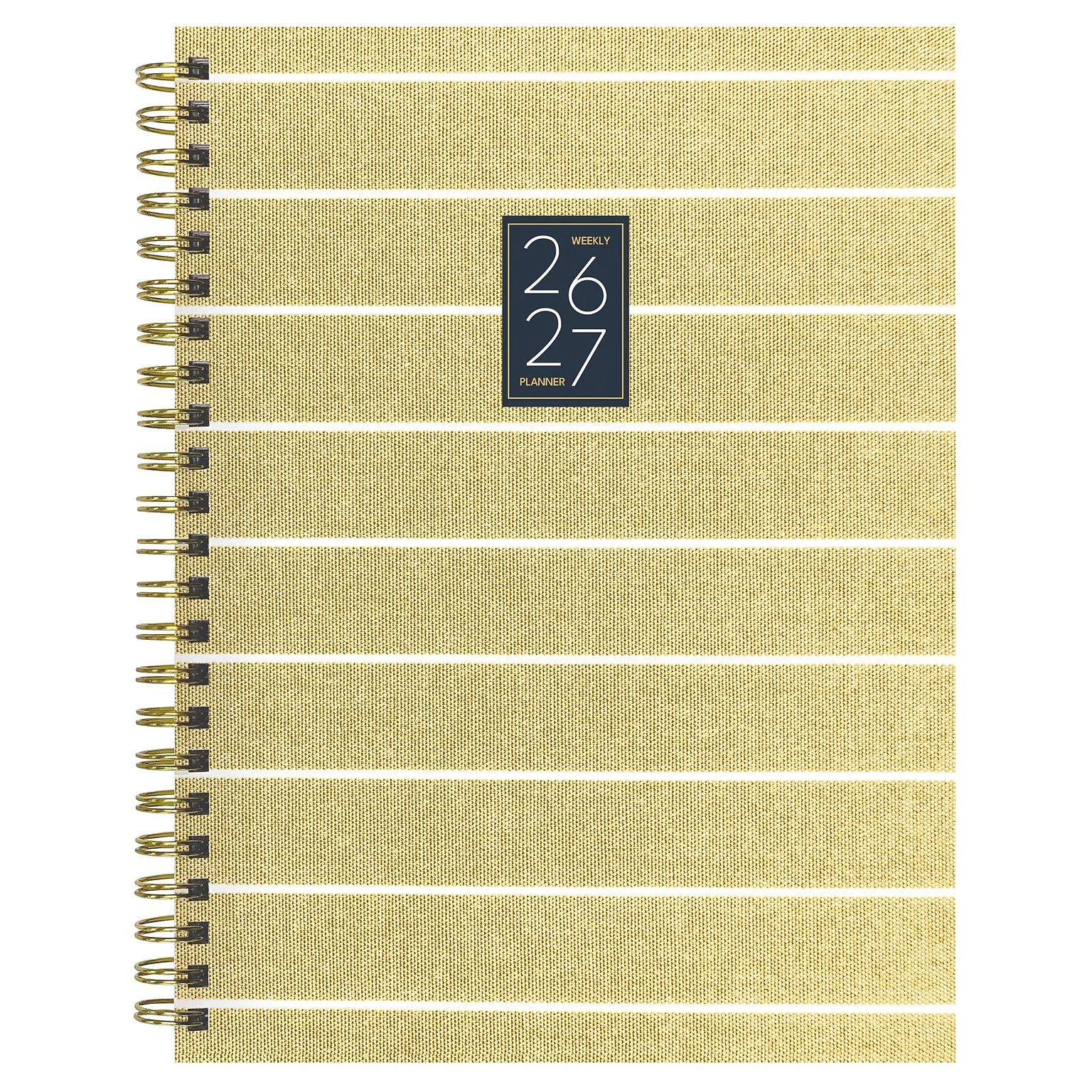 2026-2027 TF Publishing Yellow Linen 6.5 x 8 Academic & Calendar Weekly & Monthly Planner, Gold/White (AY27-9208)