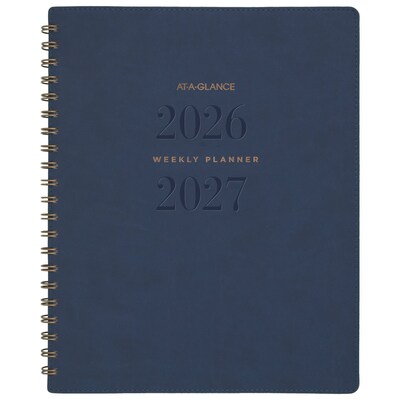 2026-2027 AT-A-GLANCE Signature 8.5 x 11 Academic Weekly & Monthly Planner, Faux Leather Cover, Navy (YP905A-20-27)