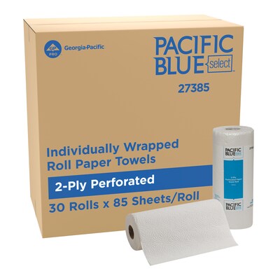 Pacific Blue Select Paper Towels, 2-ply, 85 Sheets/Roll, 30 Rolls/Carton (27385)