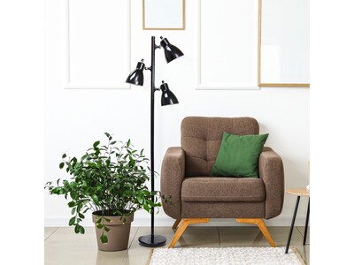 Creekwood Home Essentix 64" Metal Floor Lamp with Cone Shades (CWF-3002-BK)