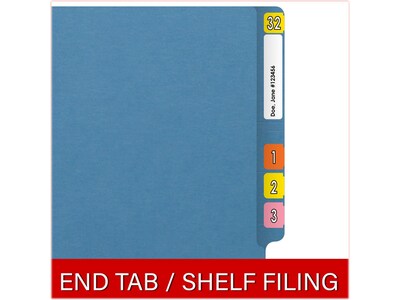 Medical Arts Press Reinforced End Tab File Folder, Straight Cut, Letter-Size, Blue, 50/Box (S-01602-BLU)