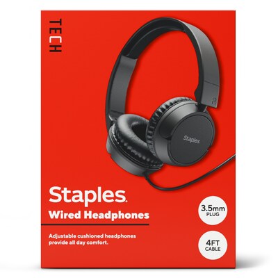 Staples TECH Wired Headphones, Black (ST63352)