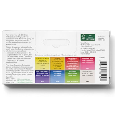 Winsor and Newton Cotman Watercolor Paint Palette, Assorted Colors, 9 Pieces/Set (WNX0390671)