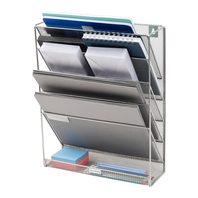 Mind Reader 6-Pocket Metal Mesh Mountable Wall File, Letter Size, Silver (MAGSTACK-SIL)