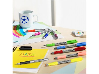 BIC Intensity Permanent Markers, Fine Tip, Assorted Colors, 12/Pack (GPMAP12N-AST)