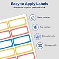 Avery Water-Resistant Laser/Inkjet ID Labels, 3/4 x 1-3/4, Assorted Border Colors, 12 Labels/Sheet