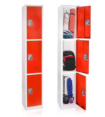 AdirOffice 72 3-Tier Red Storage Locker, 2/Pack (629-203-RED-2PK)