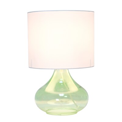 Creekwood Home Modern Glass 13.75 LED Table Lamp, Green/White (CWT-1014-GW)