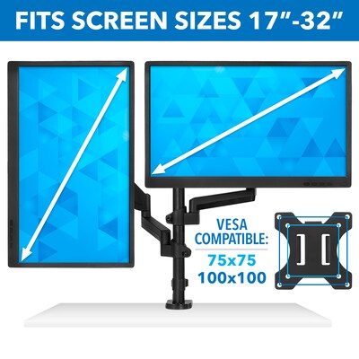 Mount-It! Dual Monitor Arm Desk Mount for 19" to 32" Monitors, Black (MI-4762)