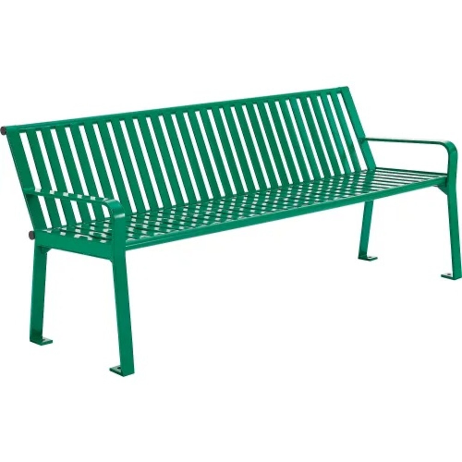 Global Industrial 4 Outdoor Bench w/ Back, Vertical Steel Slat, Green (694853KD)