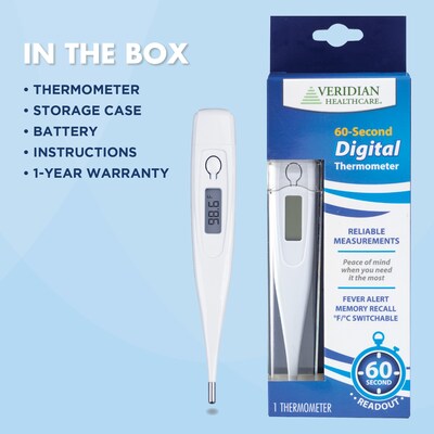 Veridian Healthcare Digital Oral Thermometer, White (08-106B)