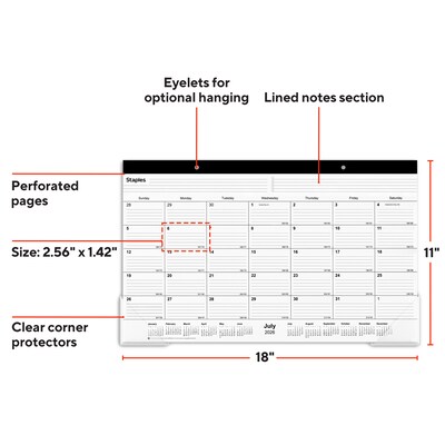 2026-2027 Staples 18 x 11 Academic Monthly Desk Pad Calendar, Black (ST17004-27)