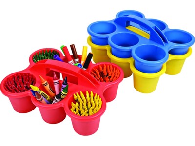 Deflect-O Little Artist Polypropylene Kids' 6-Cup Caddy, 5.29" x 12.07" x 9.55", Blue (39509BLU)