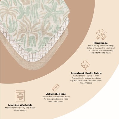 Crane Baby Cove Muslin Bib Set, 3-Piece, Beach Life (BC-160BS-1)