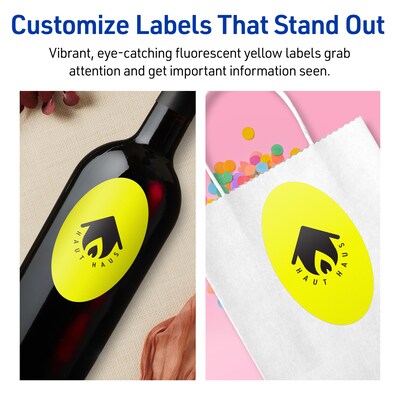 Avery Oval Laser/Inkjet Multipurpose Labels, 4.25" x 2.5", Neon Yellow (60/Pack)