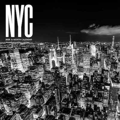 2025 BrownTrout New York City Black & White 12 x 12 Monthly Square Wall Calendar (9781975475420)