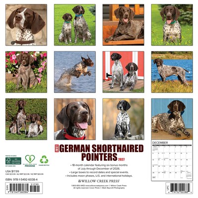2027 Willow Creek German Shorthaired Pointers 12 x 12 Monthly Wall Calendar (60384)