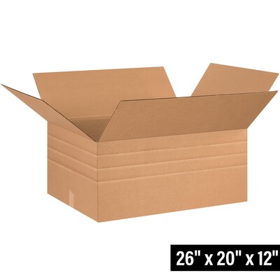 26 x 20 x 12 Multi-Depth Shipping Boxes, 10/Bundle (MD262012)
