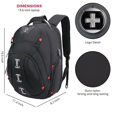 SwissDigital Pixel Business Travel Backpack, Black (SD-857)