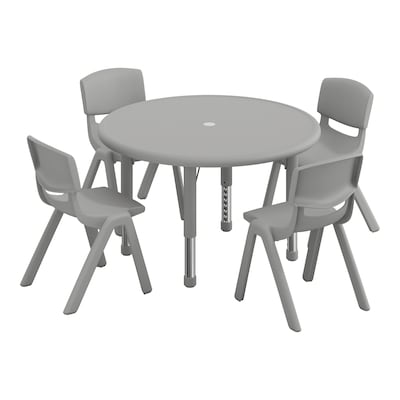 Flash Furniture Emmy 33 Round Activity Table Set, Height Adjustable, Soft Gray (YCX73RNDTBSGYE)