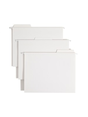 Smead FasTab Recycled Hanging File Folder, 1-Tab, Letter Size, White, 20/Box (64002)