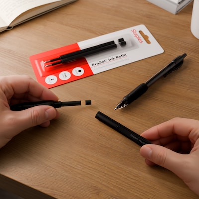 Staples ProGel Gel-Ink Pen Refill, Fine Point, Black Ink, 2/Pack (ST63292)