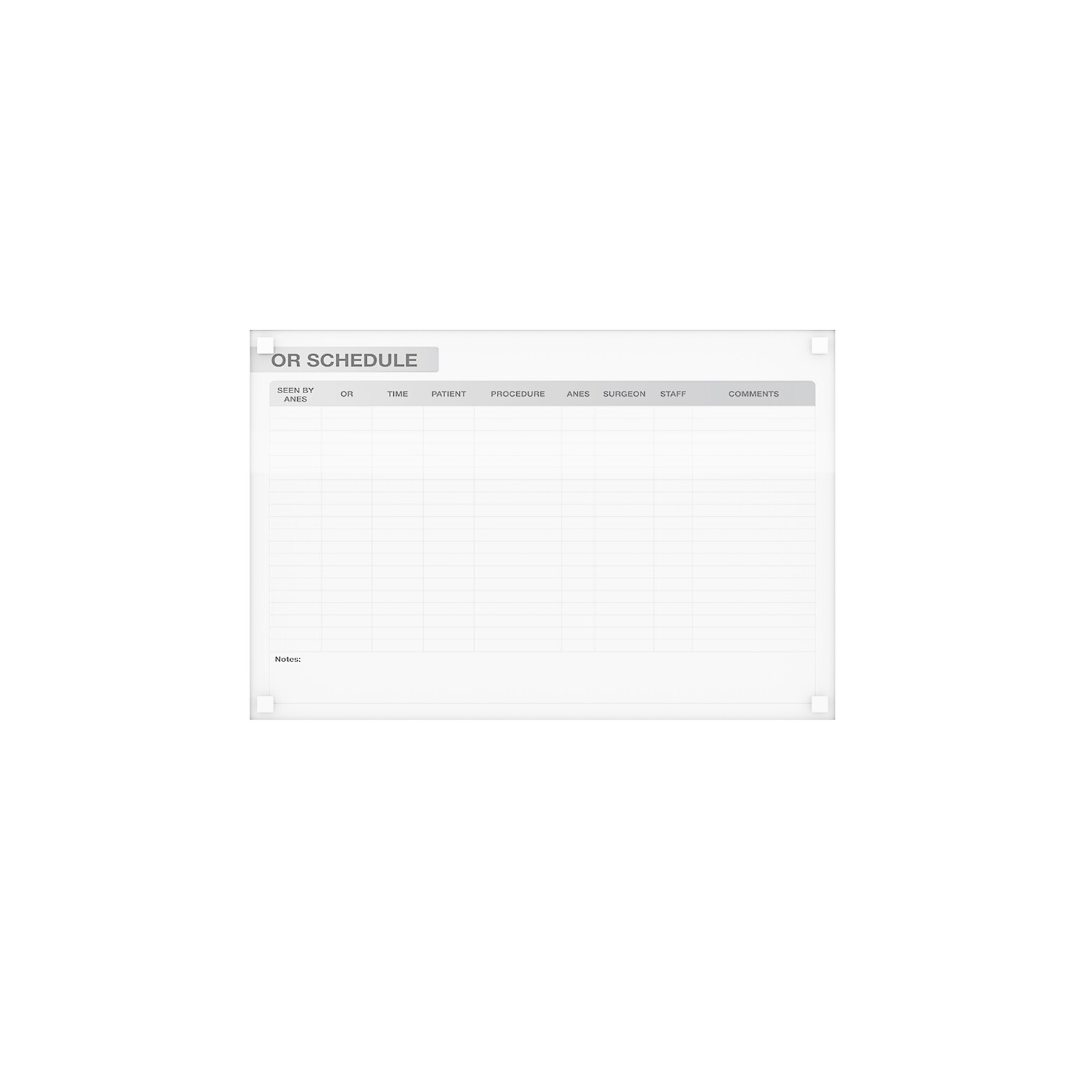 Ghent Harmony OR Schedule Magnetic Glass Dry-Erase Whiteboard, 3H x 4W (GRPHMYSM13S-34)