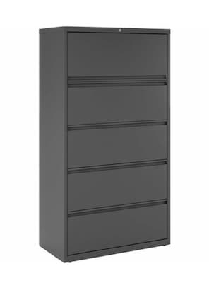 Quill Brand® 5-Drawer Lateral File Cabinet, Locking, Letter/Legal, Charcoal, 36W (26827D)